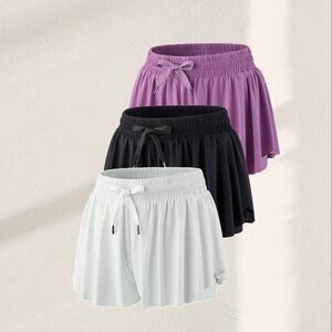 3Pack Womens Flowy Running Shorts, Skirts with Shorts Spandex Casual Gym Workout